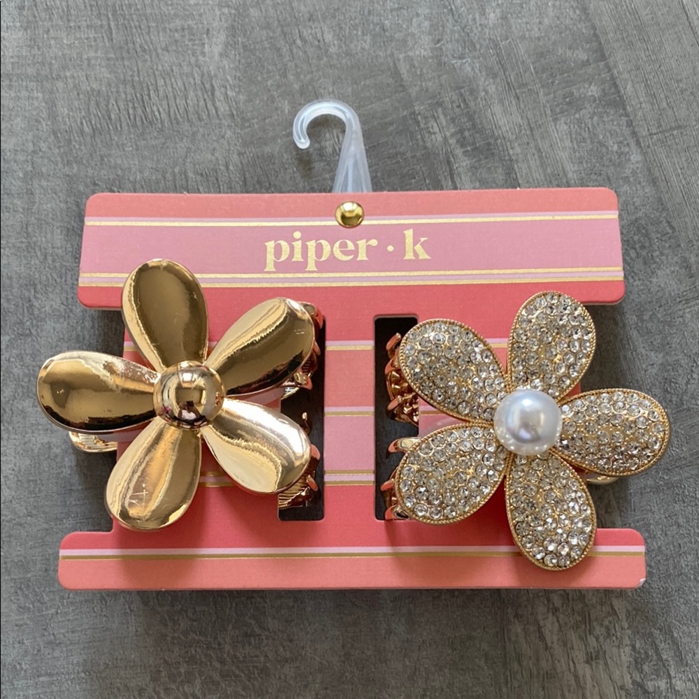Piper Gold Floral Hair Clips